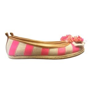 NEW NIB JUICY COUTURE GIANNA Neon Pink Natural Canvas Ballet Flats Shoes…